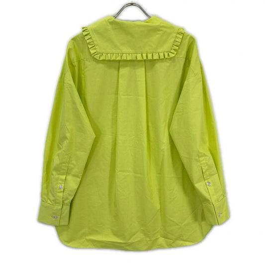 ENFOLD エンフォルド 25AW 300IA130-0351 グリーン コットン混 FRILL-COLLAR SHIRT/フリルカラーシャツ トップス