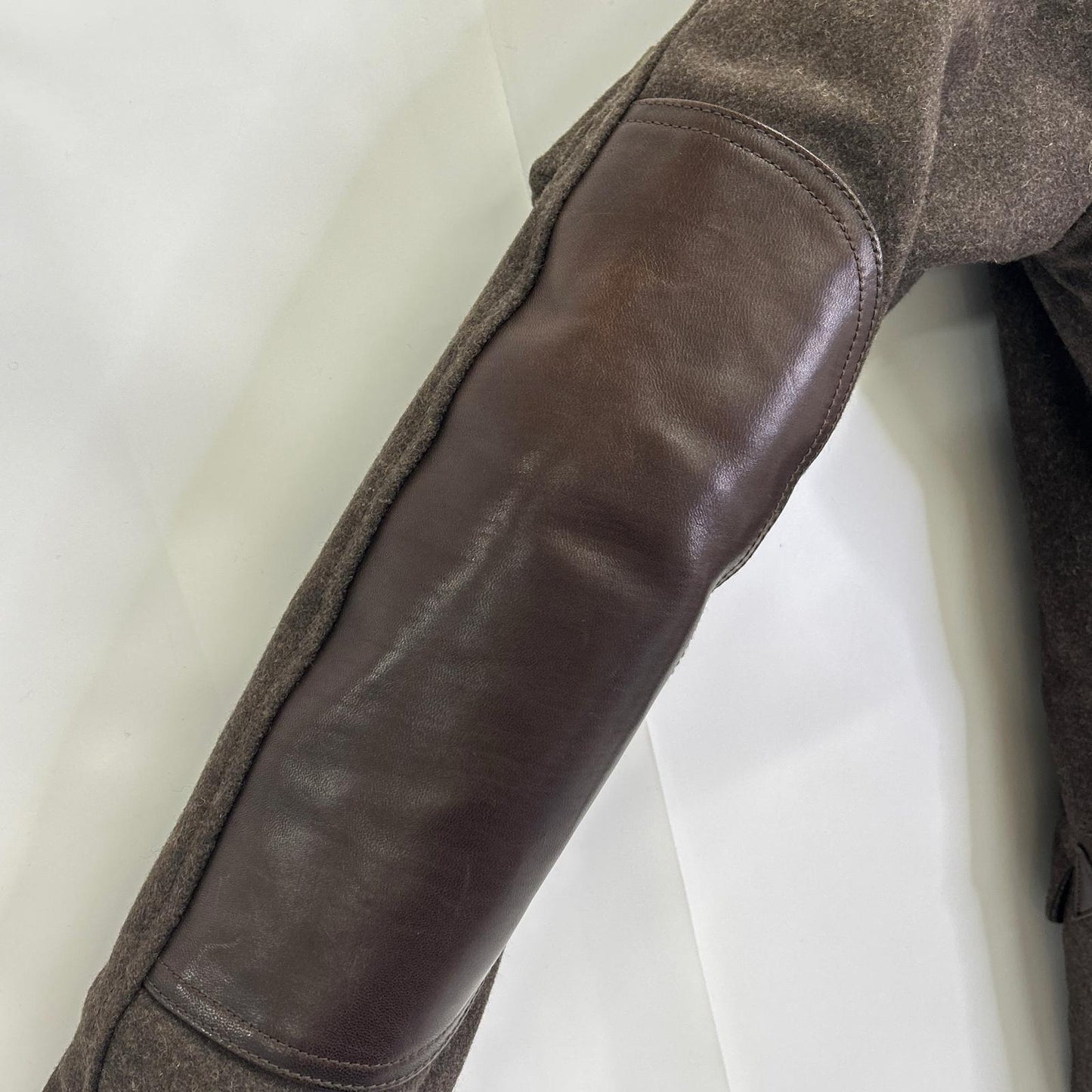 1piu1uguale3 Uno Più Uno Uguale Tre MRC002 brown wool-cashmere blend and leather N-3B mod coat coat