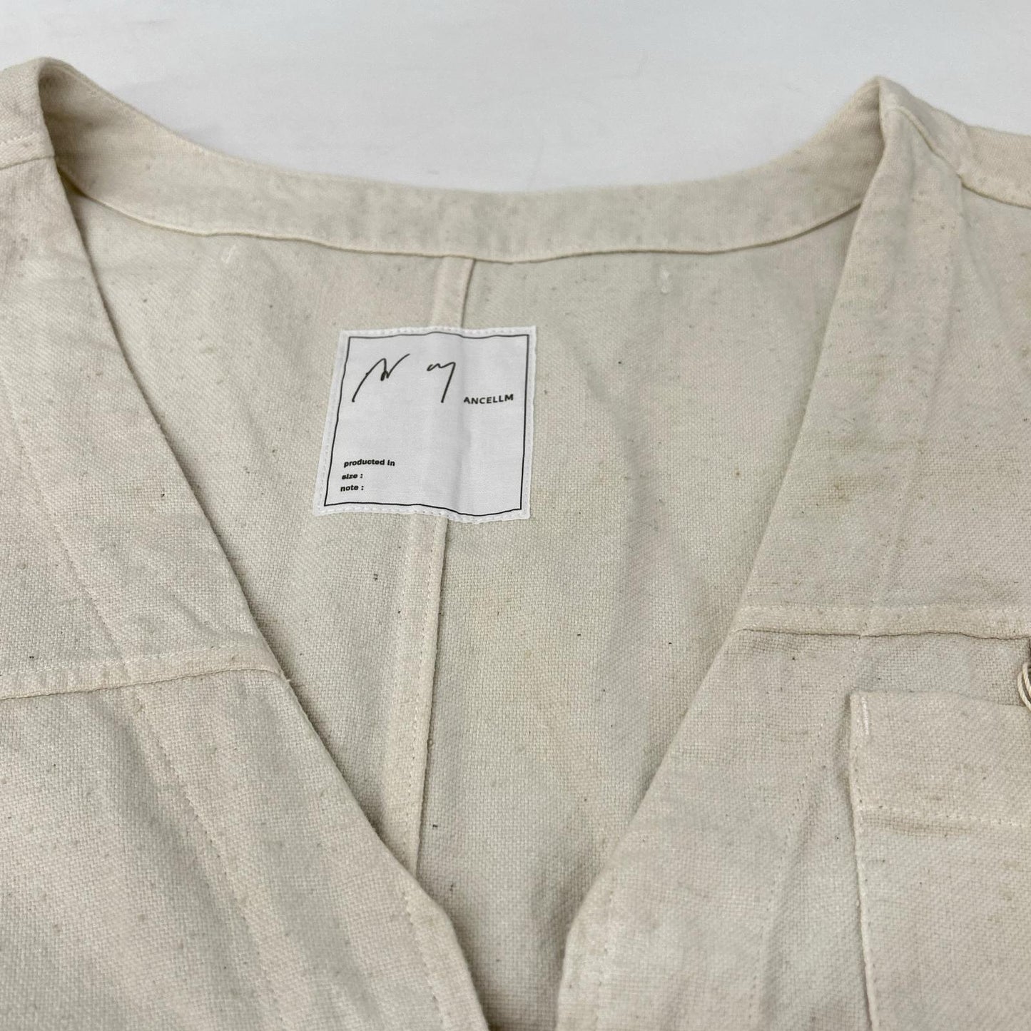 ANCELLM アンセルム 26SS ANC-JK82 ホワイト ペイント加工 C/R DUCK UTILITY VEST ベスト