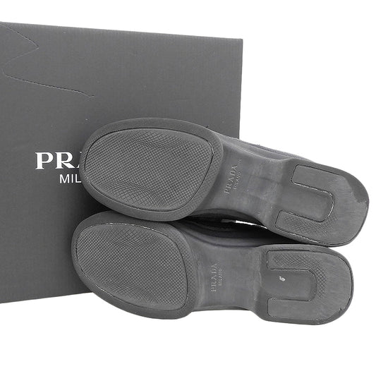 PRADA プラダ メッシュファブリック トライアングルロゴ ローカット ヒールスニーカー シューズ レディース ブラック 24.0cm 1E739 シューズ