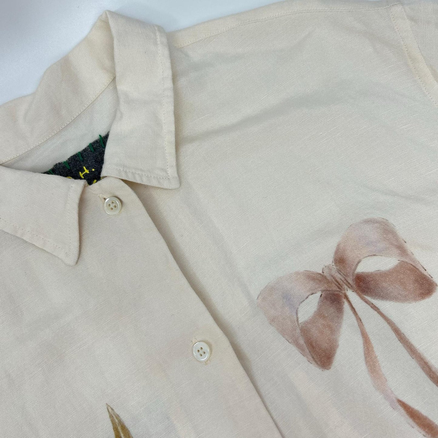 R.H VINTAGE Ron Herman Vintage 【×绿野仙踪】米白色印花亚麻粘纤衬衫 上衣