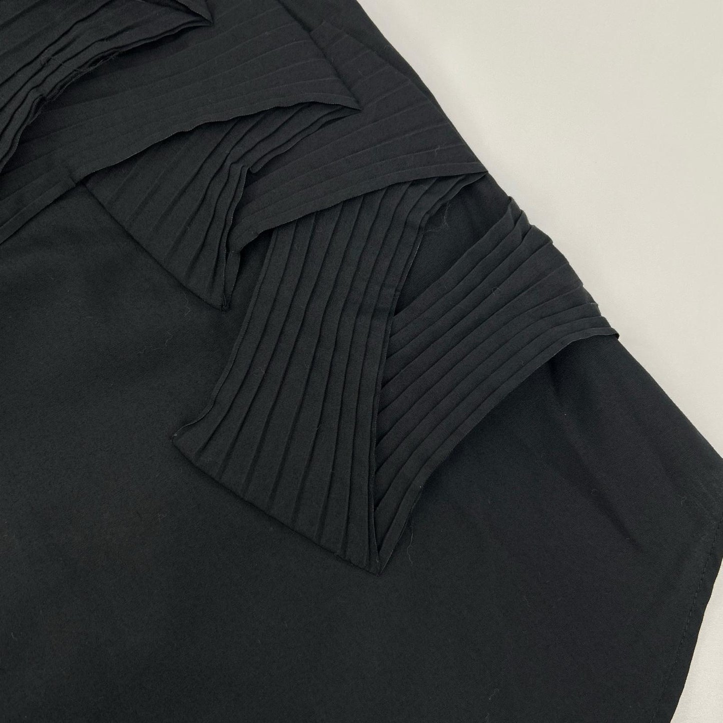 ISSEY MIYAKE FETE イッセイミヤケフェット ブラック フェーブフリルデザイン ロングスリーブシャツ トップス