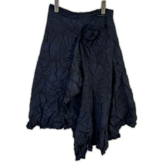 YOHJI YAMAMOTO +NOIR 山本耀司副线 17SS ND-S03-901 海军蓝 棉 染色 做旧褶皱设计 裹身裙 半身裙