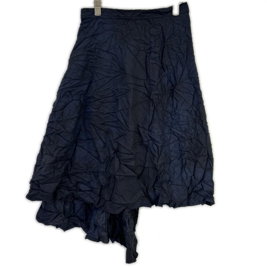 YOHJI YAMAMOTO +NOIR ヨウジヤマモトプリュスノアール 17SS ND-S03-901 ネイビー コットン 製品染め しわ加工 ラップスカート スカート