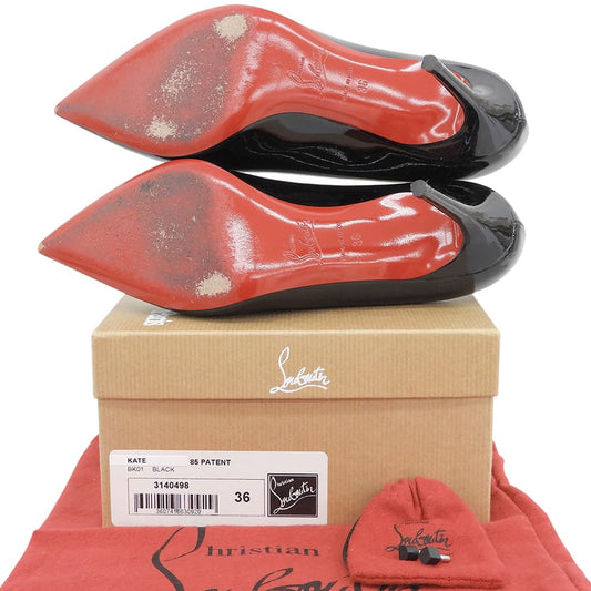 CHRISTIAN LOUBOUTIN クリスチャンルブタン 美品 KATE/ケイト パテントレザー ポインテッドトゥ ヒールパンプス 85mm ブラック 36 3140498 シューズ