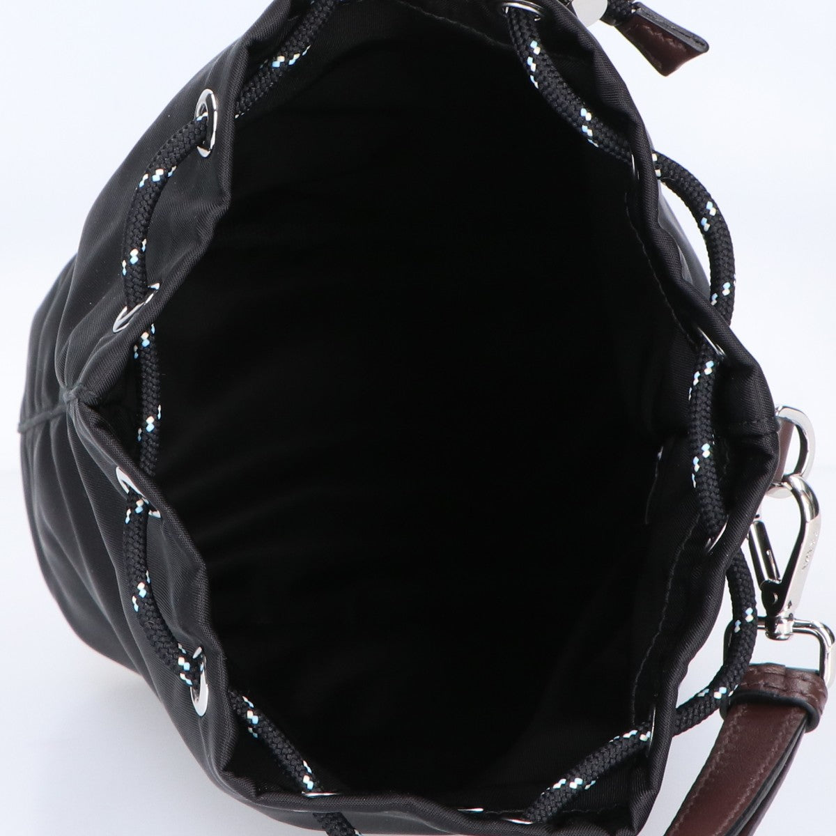 PRADA プラダ 新品同様 2NE067 2HE1 Re-Nylon xレザー トライアングルロゴ スピードロック ドローストリングポーチ リストレット クラッチバッグ セカンドバッグ クラッチバッグ
