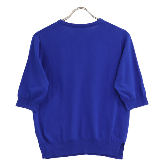 MAISON CARREE メゾンカレ MC-2020-00 ブルー コットンシルク Basic half sleeve knit ショートスリーブニット トップス