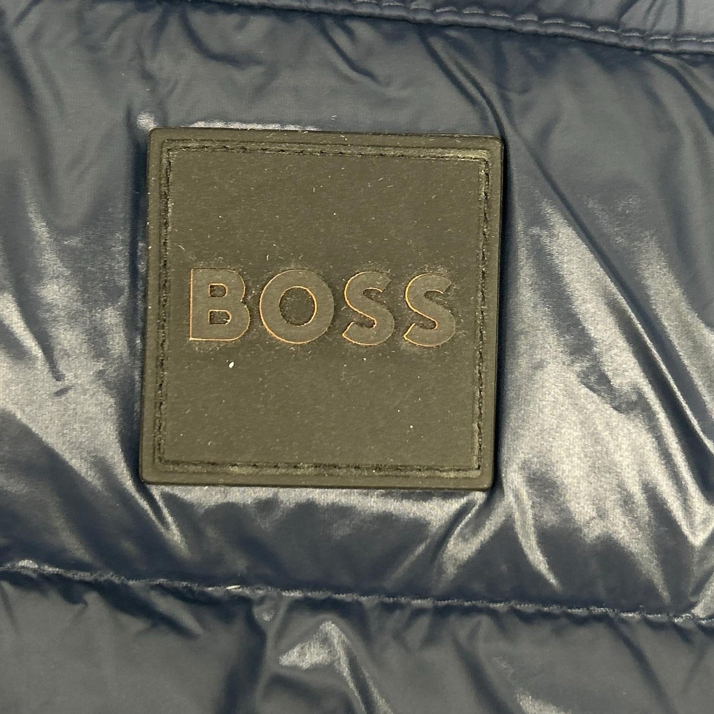 BOSS ボス ネイビー ボックスロゴパッチ スタンドカラーダウンジャケット ジャケット