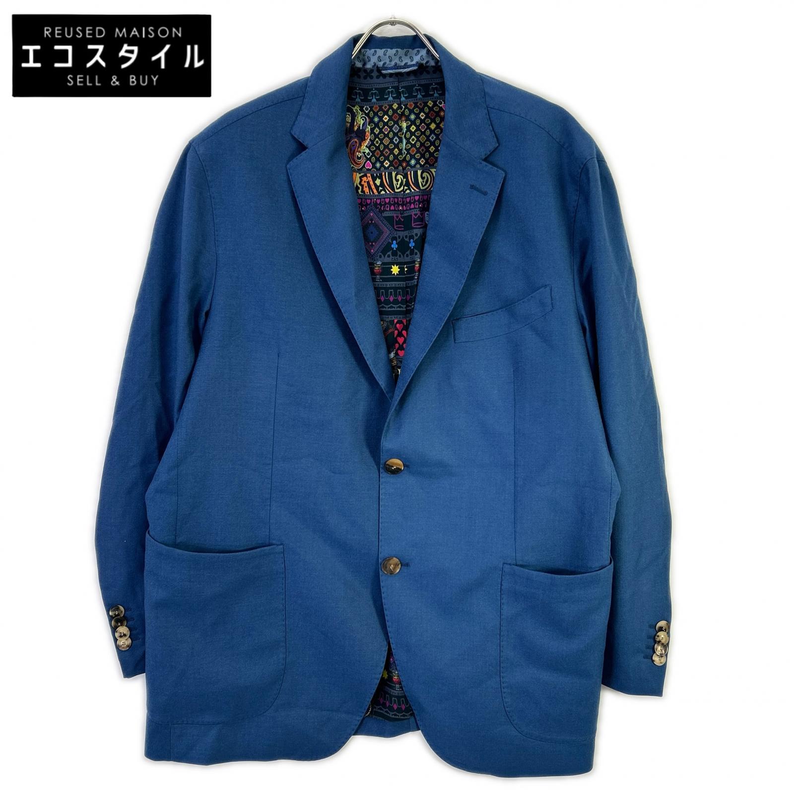 ETRO エトロ 181-1G108-1190 ブルー カシミヤ100 裏地総柄(シルク