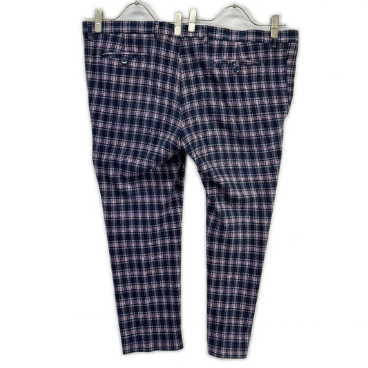ETRO エトロ 241-MRCB0005-99TQE32 ピンク×ネイビー コットン混 センタープレス チェックテーパードスラックス ボトムス