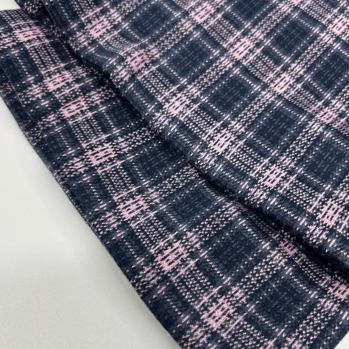 ETRO 241-MRCB0005-99TQE32 pink × navy cotton-blend center-pressed check tapered slacks