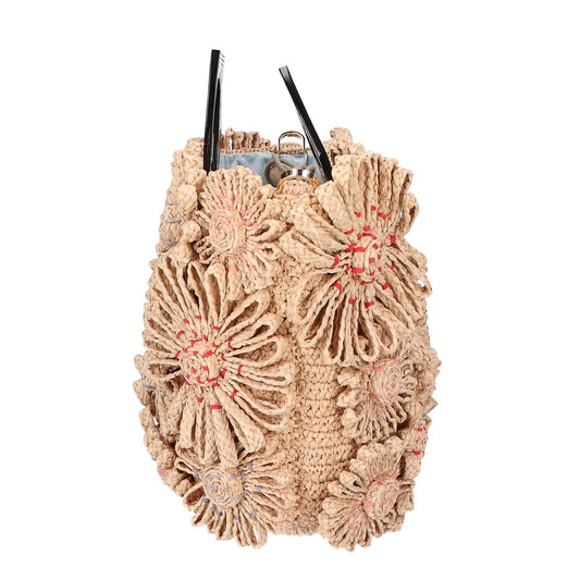 JAMIN PUECH ジャマンピュエッシュ 【美品】ラフィア フラワー 2WAYショルダー ハンドバッグ