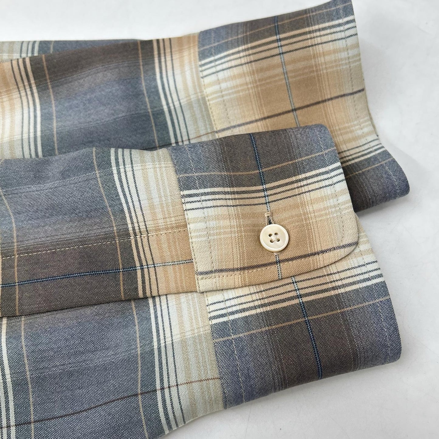 AURALEE Auralee A26SS01LC beige SUPER LIGHT WOOL CHECK SHIRT tops
