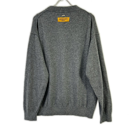 LOUIS VUITTON RM201Q JZE HHN42W 20SS gray cashmere-silk Inside-Out V gusset crew-neck knit top