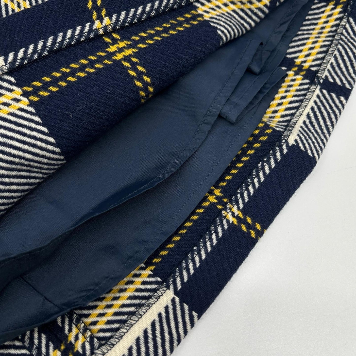 Burberry Blue Label バーバリーブルーレーベル E1J44-516-29 ネイビー×ベージュ ウール チェック柄 ニットドッキングベルテッドワンピース ワンピース