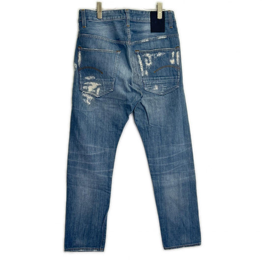 G-STAR RAW RE US FIRST CLASSIC blue cotton distressed tapered denim pants, bottoms