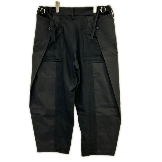 S'YTE サイト 22AW UV-P04-820 ブラック FLANNEL WAIST ADJUSTABLE VERTICAL JOINT PANTS ボトムス