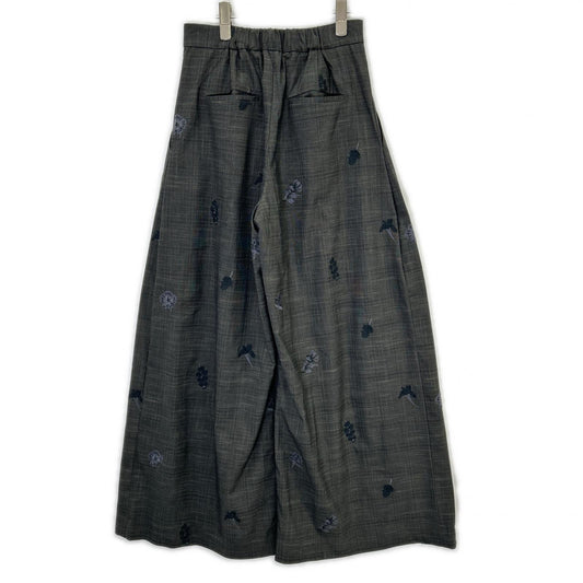 Ameri アメリ 25AW 0125208930570 グレー レーヨン混 CHECK FLOWER PLEATS PANTS ボトムス