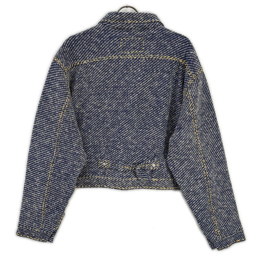 gim context ジムコンテキスト 25105140 ブルー Hand-Stitched Damaged Denim Knit Jacket ジャケット