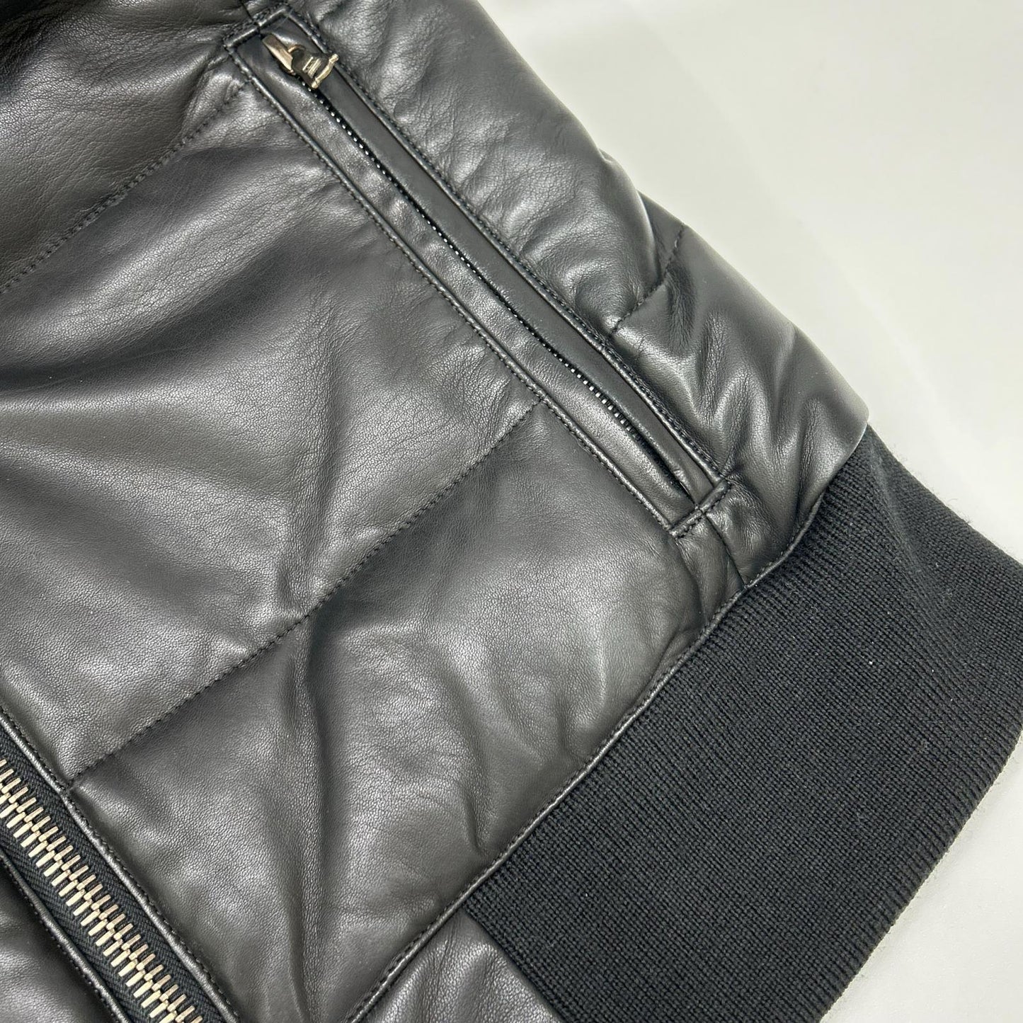 WJK rm07s Black Lamb Leather Down Vest