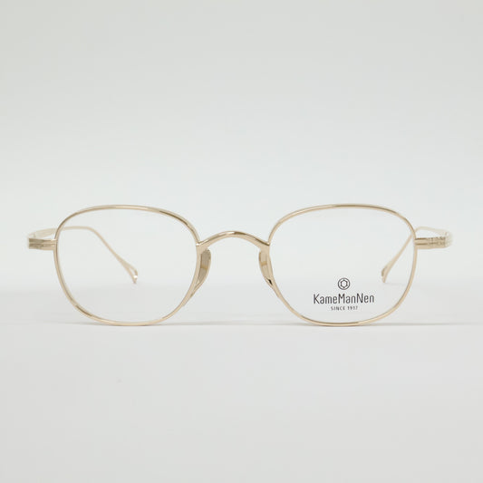 KameManNen 【Excellent condition】KMN114 GD TITANIUM demo-lens wide square-shaped eyewear