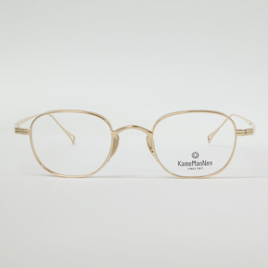 KameManNen 【Excellent condition】KMN114 GD TITANIUM demo-lens wide square-shaped eyewear