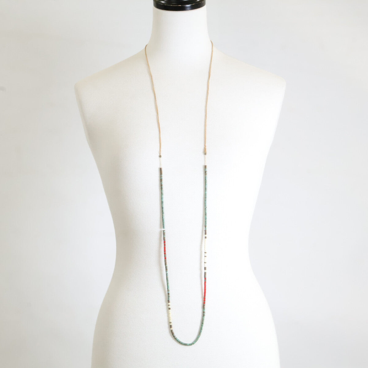 amp japan アンプジャパン 15AHK-130 turquoise/beads wax cord long necklace