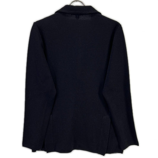 LARDINI JWLJM56J Black 100% wool solid Milano-rib knit jacket with boutonnière Jacket