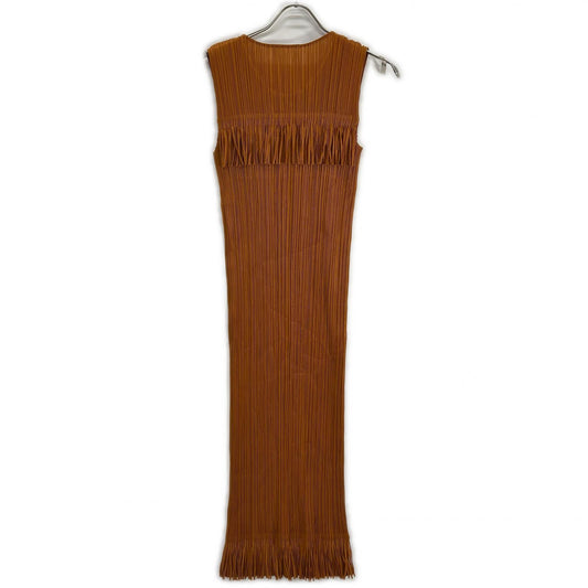【SALE】 PLEATS PLEASE プリーツプリーズ PP91-JH092 オレンジ フリンジノースリーブワンピース ワンピース