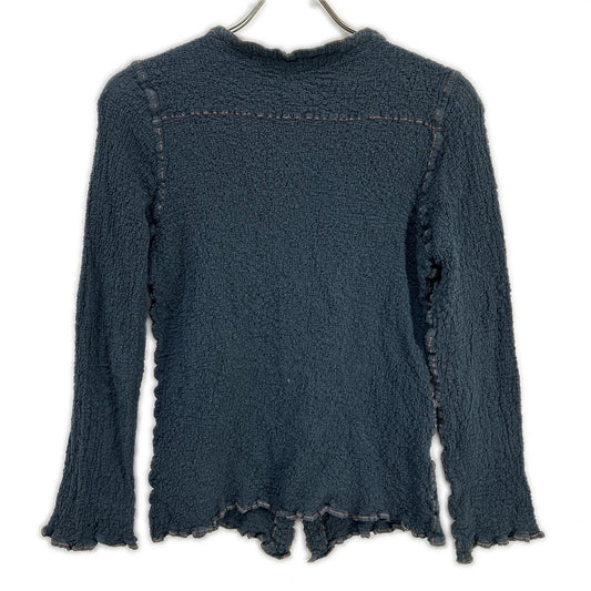MeISSEYMIYAKE ミーイッセイミヤケ MI54-FO109 ブルー シュリンク加工ステッチデザインカーディガン トップス