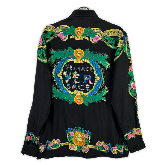 GIANNI VERSACE ジャンニ ヴェルサーチ A75980 ブラック マルチカラー フローラルプリント ロングスリーブ ボタンシャツ トップス