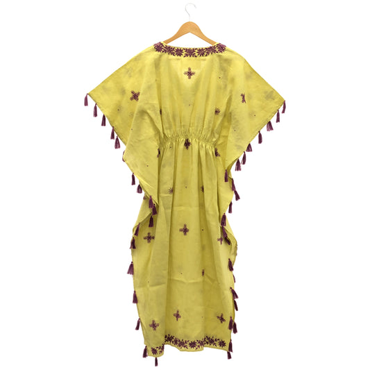 MYLAN マイラン MY20SS-OP002 イエロー リネン100 Tape Embroidery Dress エンブロイダリー 刺しゅうチュニックワンピース ドレス トップス