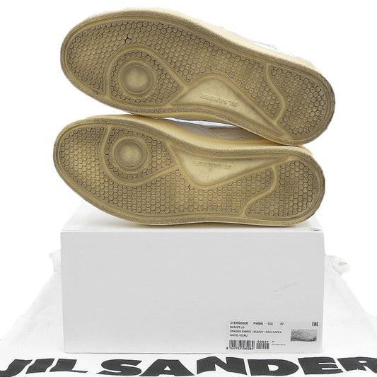 JILSANDER ジルサンダー BASKET LO ラウンドトゥ ローカットスニーカー カウレザー×ファブリック ホワイト×エクリュ 37 J15WS0006 シューズ