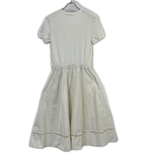 MONCLER モンクレール 20SS ABITO TRICOT DRESS ホワイト ポリエステル ロゴデザインレース サマーニットドッキングワンピース トップス