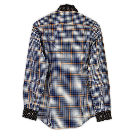 ETRO エトロ ブルー ペイズリーカラー チェック柄 ロングスリーブ ボタンシャツ トップス