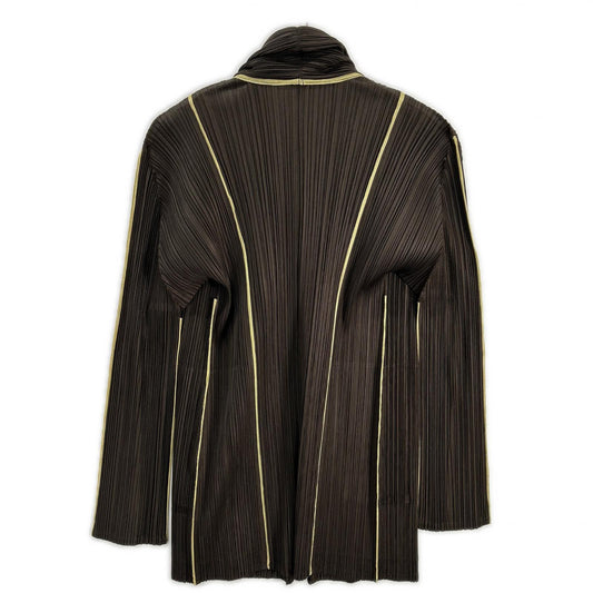 PLEATS PLEASE プリーツプリーズ PP43-JD422 ブラウン ラインデザインショールカラージャケット ジャケット