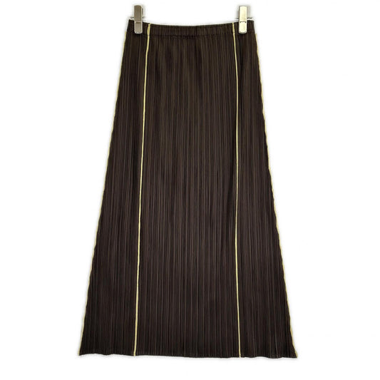 PLEATS PLEASE プリーツプリーズ PP43-JG424 ブラウン ラインデザインロングスカート スカート