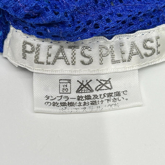 PLEATS PLEASE プリーツプリーズ PP06-JK904 ブルー ウェーブフラワーメッシュ半袖カットソー トップス