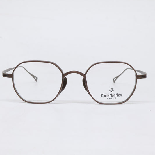 KameManNen カメマンネン 【美品】KMN9917 DBR TITANIUM デモレンズ ワイドオクタゴンシェイプ アイウェア 眼鏡