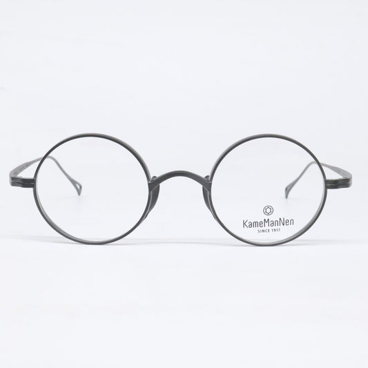 KameManNen カメマンネン 【美品】KMN-99 MBK TITANIUM デモレンズ ラウンドシェイプ アイウェア 眼鏡
