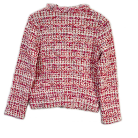 Rene ルネ 24SS 6412270 ピンク×ホワイト ビジュージップ ジップアップ ツイードジャケット ジャケット