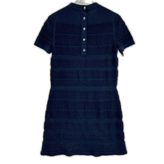 CHANEL シャネル ネイビー パイル地 ココマークボタン ショートスリーブワンピース ワンピース