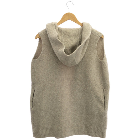 theory luxe 24AW 03-4403715 Piazzo Dora SL Beige Wool-Blend Sleeveless Hoodie Knit Vest Cardigan