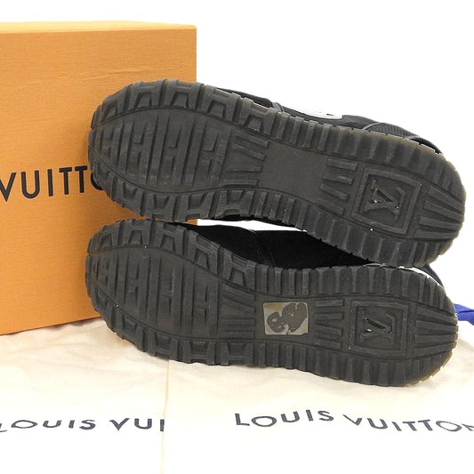 LOUIS VUITTON ルイヴィトン ランアウェイ LVサークルロゴ ローカットスニーカー レザー×メッシュ×スエード レディース ブラック 38 シューズ