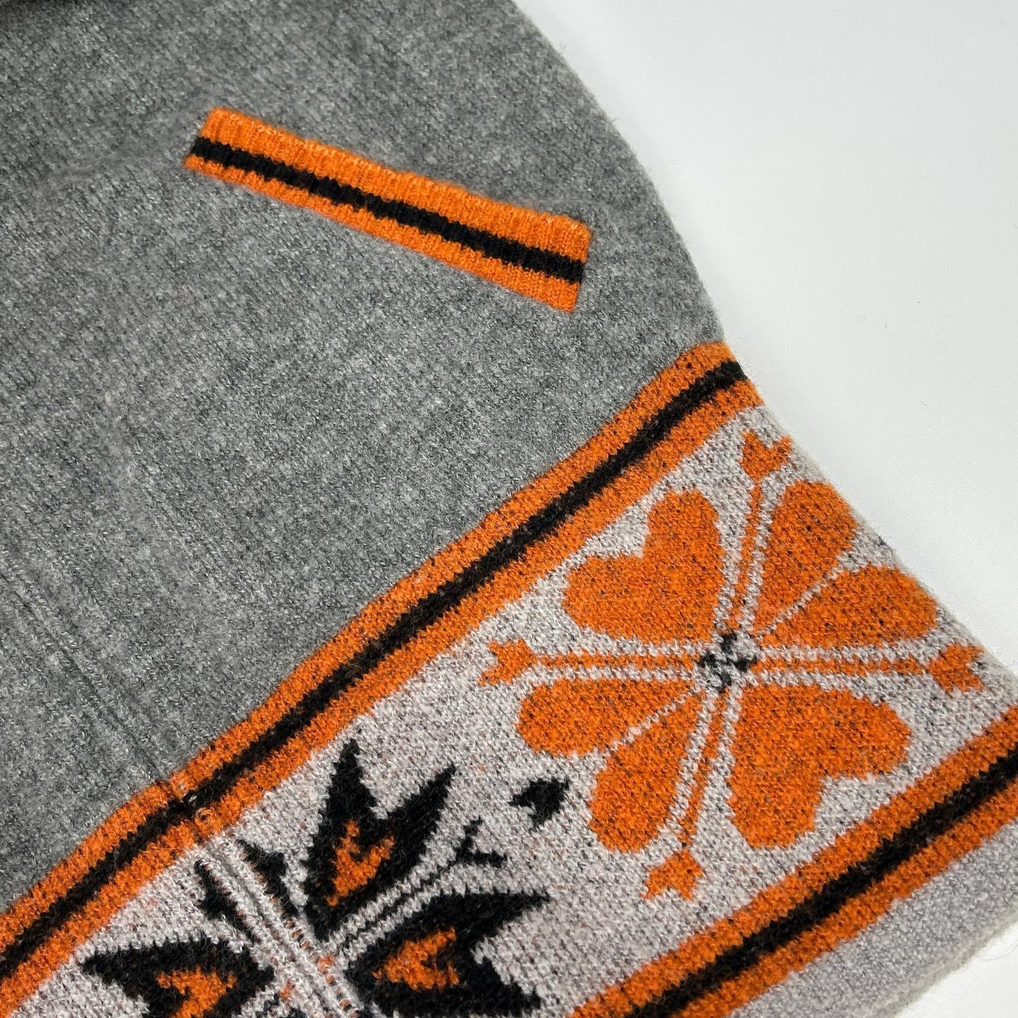 HYSTERIC GLAMOUR ヒステリックグラマー グレー×オレンジ ノルディック柄 ジップニットジャケット ジャケット