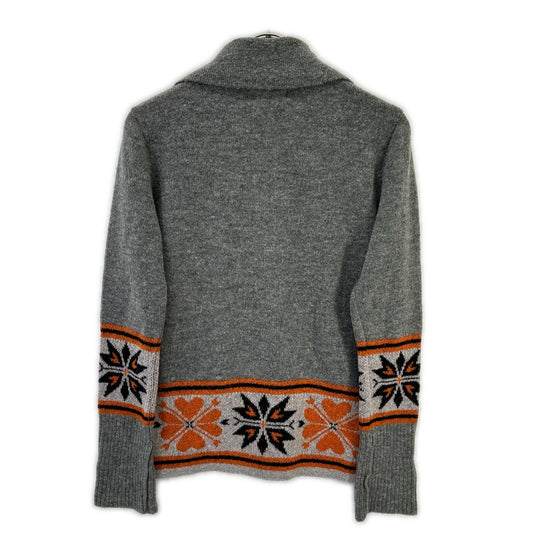 HYSTERIC GLAMOUR Gray × Orange Nordic-Pattern Zip-Knit Jacket