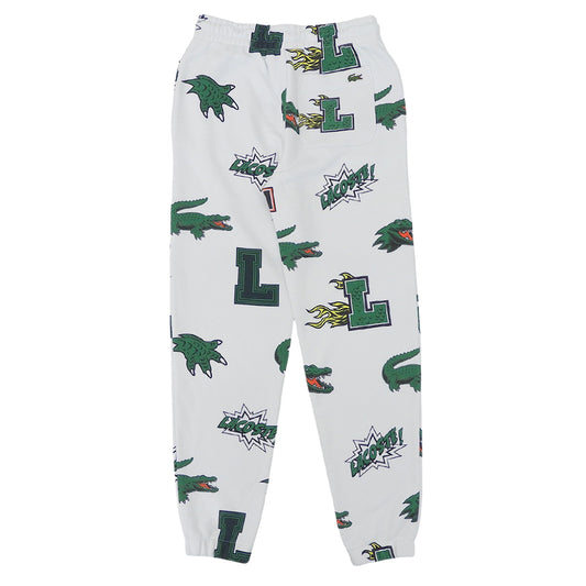 Lacoste Like-new All-Over Seasonal Print Sweatpants Bottoms Women's White 34 Bottoms