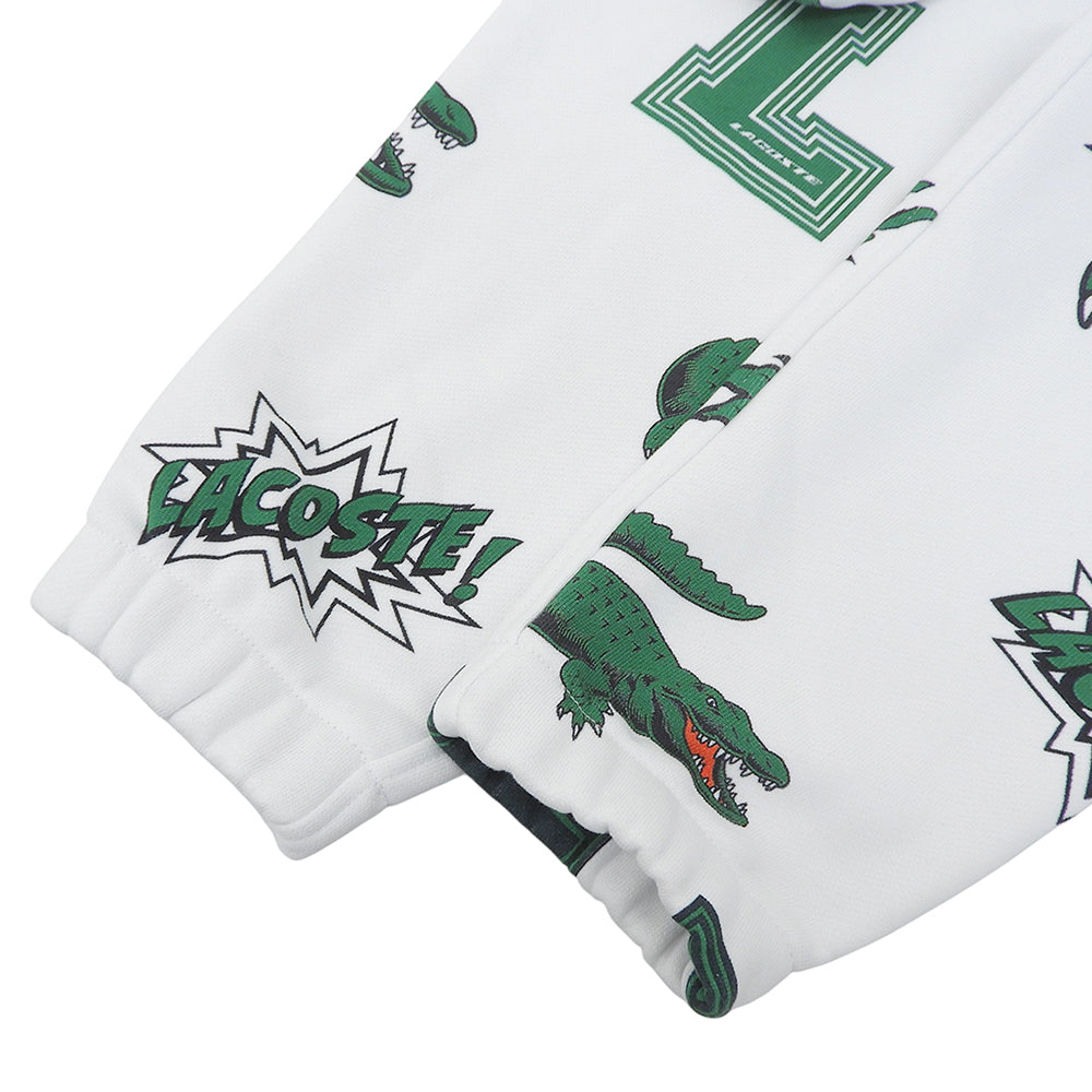 Lacoste ラコステ 新品同様 オールオーバーシーズナルプリントスウェットパンツ ボトムス レディース ホワイト 34 ボトムス