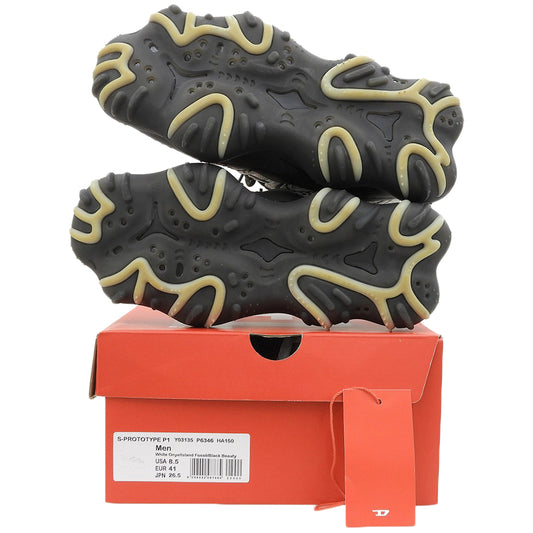 DIESEL ディーゼル 美品 S-PROTOTYPE P1 スニーカー シューズ メンズ ブラック×ホワイト 26.5cm Y03135 シューズ