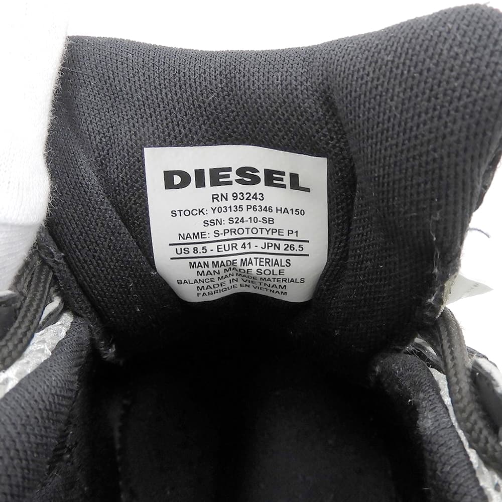 DIESEL Diesel Excellent-condition S-PROTOTYPE P1 sneakers shoes men's black × white 26.5cm Y03135 shoes